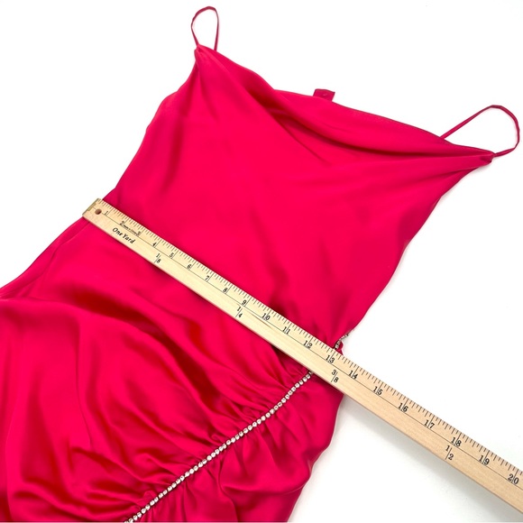 Cinq a Sept Dress 100% Silk EMILIA Draped Spaghetti Strap Satin Sz 2 Raspberry - Picture 8 of 13